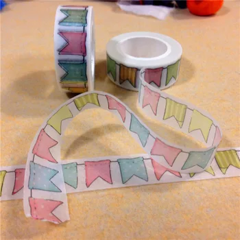 1,5 CM Širok Pisanimi Zastavami Washi Tape Scrapbooking Dekorativni Papir, lepilni Trak Japonski Slog Maskirni Trak Adhesivos za Otroke