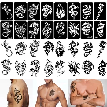 1 List Majhne Airbrush Tattoo Matrice Za Moške, Ženske Risanje Predloge Henna Za Paiting Bleščice 4 Vzorci Predlogo Tatoo Orodje
