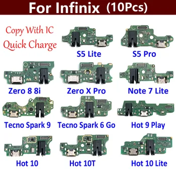 10Pcs Polnilnik USB Polnjenje Dock Priključek Flex Kabel Za infinix S5 Vroče 9 Igra 10 10T Lite Iskra 9 6 Iti Nič 8 8i X Pro
