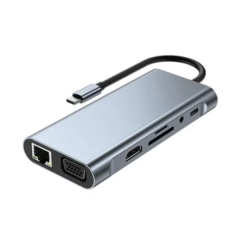 11 v 1 Tip C Dock Zvezdišče USB 3.0 Splitter Multiport Adapter 4K HDMI je Združljiv RJ45 SD/TF VGA PD Avdio Priključek Ethernet Port