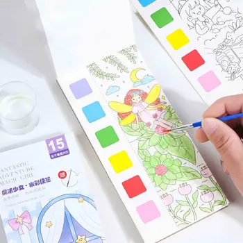 12 Listov Prenosni Otrok Akvarel Slika Knjiga Barve Z Vodo Otroci Gouache Grafiti Sliko, Barvanje, Risanje Igrače Darila