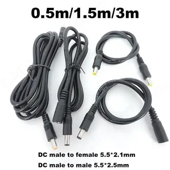 12v 18awg DC moški moški ženski 5.5X2.5 2.1 mm Razširitev napajanje priključek diy Kabel Priključite žice Kabel Adapter za strip V27