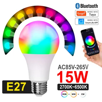 15W WiFi Smart Žarnice E27 LED RGB Žarnice Delo z Alexa/Google z Tuya App Doma AC85-265V Zatemniti Sprememba Barve Lučka