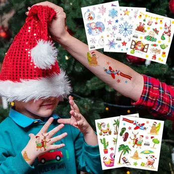 1PCS Vesel Božič Tattoo Nalepke Nepremočljiva Obraza Body Art Ponaredek Začasni Tattoo Božiček Božična Drevesa Nogavice Otroci