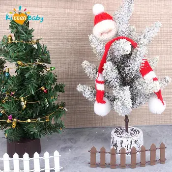 1Set 1:12 Lutke Miniaturni Božično Drevo Snežaka Garland Ograjo Niz luči Model Lutka Hiša Dekor Igrače Božič Accessorie
