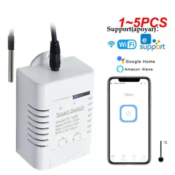 1~5PCS Smart Stikalo Z Kazalnika Brezžični Temperatura Vlažnost Nadzor 16A WiFi Stikalo Združljivo Z Alexa Doma