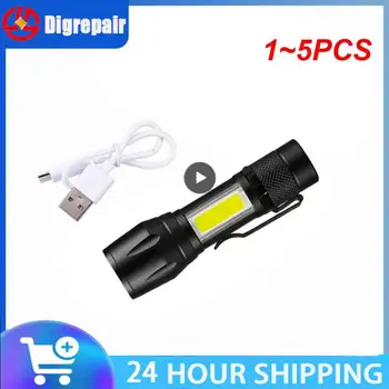1~5PCS Zoom, Focus Mini Led Svetilka Vgrajen Akumulator XP-G V5 Lučka Luč Delo Svetlobe, polnilna Mini Svetilka