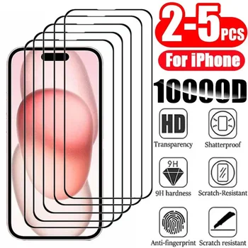 2-5PCS 100D Polno Kritje Zaščitno Steklo Za IPhone 15 11 X XR XS MAX 7 8 Plus Zaslon Patron Na iPhone 13 12 Mini 14 Pro Stekla