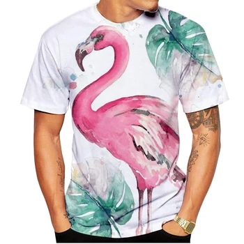 2023 Nov Modni Flamingo 3D Natisnjeni T-Shirt Kratek Rokav Priložnostne T-Shirt