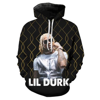 2023 Novo Rapper Lil Durk 3D Tiskanih Hooded zgornji del Trenirke Moški Ženske Hip Hop Modo Priložnostne Ulica Puloverju Harajuku Prosti čas Hoodies