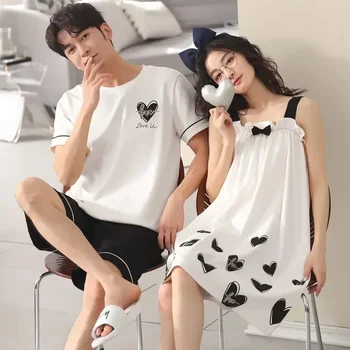 2023 Poletje, Mlade Sleepwear Dekle, Fant Korejski Nightdress Seksi Bombaž Za Pijamas Salon Moške Kratke Hlače More Parov Ženske Mode