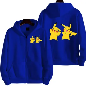2024 Novo Pokemon Pikachu Jesen/Zima Nekaj Hoodie Priložnostne moda velikosti Zadrgo Hoodie Ulica Športna športna oblačila