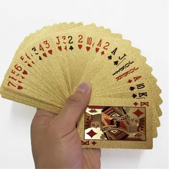 24K Gold Igralne Karte, Plastični Poker Igra Krovu Folijo Pokers paket Magic Kartic Nepremočljiva Kartico Darilo Zbirka iger na Srečo Igre