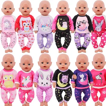 2Pcs Dolgo Oplaščeni Pižamo Srčkan Zajček Doll Oblačila Za 18 Inch Dekle Lutka Darilo 43 Cm Prerojeni Baby Doll Oblačila Dodatki Predmete
