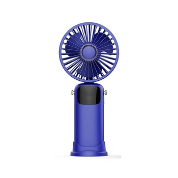 3000Mah Poletje Ročni Ventilator Prenosna Zložljiva Ventilator USB Polnjenje Visoke Vetrne Energije Ventilator Z LED Zaslon Za Študentske Modra