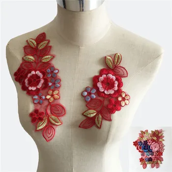 3D cvet, aplikacije Čipke ovratnik DIY šivanje Čipke Obrti materialov vezene tkanine za obleke, pribor par prodaje