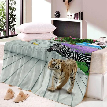 3D Geometrije Luksuzni Flis Odeja Cvet Življenja 3D Živali Tiger Volk Design Kožuh Odejo, Fuzzy Vrgel Kraljica