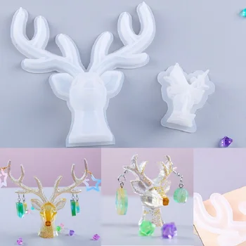 3D Jelena Antler Dekoracijo Silikonski Kalup za Božič Jelena Nakit Uhan Okvir DIY Ogledalo Epoksi Plesni Smolo Božični Dekor