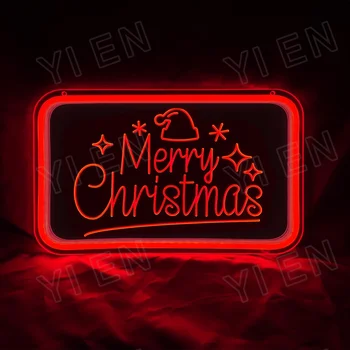 3D Vesel Božič Neon Znak za Stenski Dekor, LED, Neon, Luči, Božični Okraski, USB Napajanje Stikalo Nastavljiva Svetlost LED