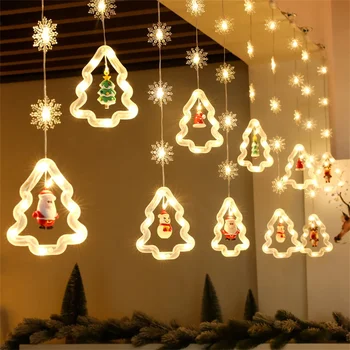 3M Božično Drevo Snežinke Zavesa Svetlobe na Prostem Okna Zavese Pravljice Niz Luči 8 Načini Za Ramadana Božič Poroko Dekor