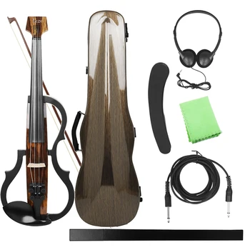 4/4 Electroacoustic Violino Brezglavi Tiho Ogljikovih Vlaken Električna Violina z lokovne Kabel, Slušalke torbica za Pribor