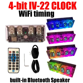 4-bitni IV-22 Fluorescenčnih Cevi URA WiFi Čas, Elektronska Cev URE Podatkov, Prikaz Temperature Budilka Bluetooth Zvočnik
