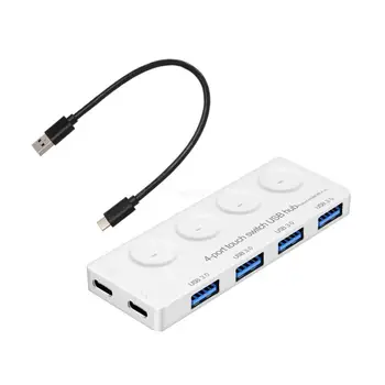 4-Port USB Razdelilnik Lahek USB Vozlišča za Podatke s Posameznimi On/Off & LED Dropship