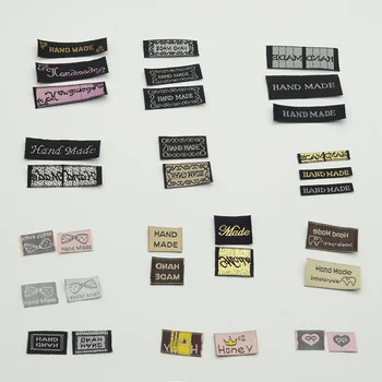 500PCS Različnih stilov, ki so Ročno izdelani Besede Vezene Tkanine Oznake Distančniki Obliži za Znamke DIY Pribor za Lase, Nakit Ugotovitve
