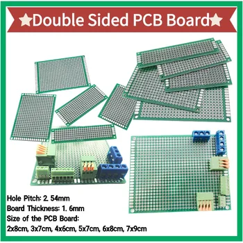 5Pcs/Veliko Dvojno Stranicami PCB Prototip Odbor 2x8 3x7 4x6 5x7 6x8 7x9cm DIY Univerzalno Tiskano Vezje Protoboard za Arduino