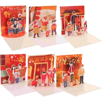 6 Kos Voščilnico Kitajsko Novo Leto Kartice 2024 Božična Darila Otroci Dekorativni