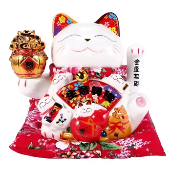 7Inch Keramični Beckoning Mačka Maneki Neko Ornament Feng Shui Dekoracijo Swing Srečen Mačka,B