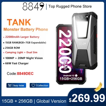 8849 Za Unihertz Tank 108MP Pametni telefon Robusten, 15GB 256GB 22000mAh Baterije Night Vision G99 Mobilni Telefon Nepremočljiva mobilni telefon