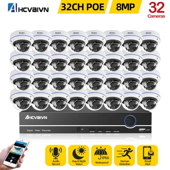 8MP Avdio Dome Varnostna POE IP Kamero kit Plug&Play XMeye Sistem Notranja Zunanja Vremensko Doma CCTV Nadzor Nastavite P2P