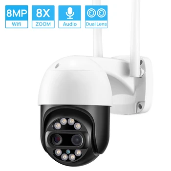 8X Digitalno Povečavo 8MP Dual-Objektiv PTZ WIFI IP Kamera Zunanja CCTV Video Nadzor, dvosmerni Audio 4MP Nadzor, Brezžične Kamere