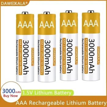 AAA litij-ionsko baterijo, 1,5 V baterije za ponovno polnjenje, AA, 3000mAh, za oddaljen nadzor miške, majhen ventilator, električne igrače