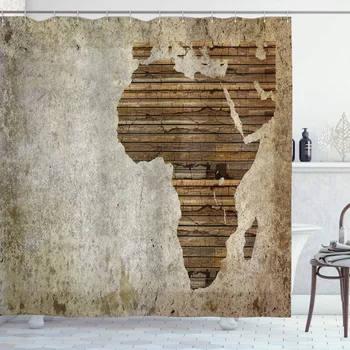 Afriške Tuš Zavese,Geografija Temo Grunge Letnik Lesenih Desk in Zemljevid Digitalni Nepremočljiva Tkanine, Kopalnica Zavese Nastavite,kljuke
