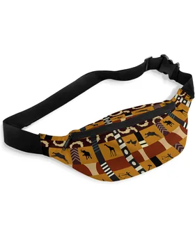 Afriški Stil Plemenske Kulture Slon, Žirafa Pasu Paketi Torba Unisex Messenger Bag Priložnostne Moda, Fanny Paket za Ženske