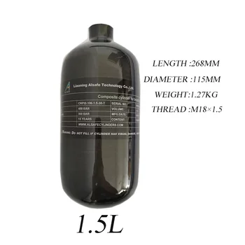ALSAFE 4500Psi 30Mpa 1,5 L Ogljikovih Vlaken Plinske Jeklenke Potapljanje Tank Zraka Steklenico M18*1.5