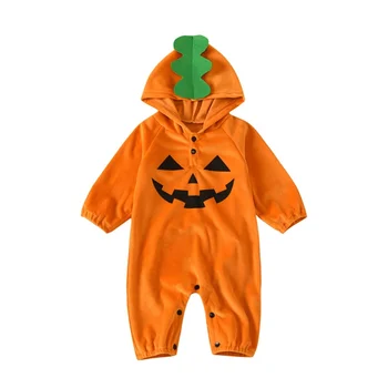 Baby Toddler Halloween Jumpsuit, Long Sleeve Hooded Grimace Mozaik Novorojenčka Romper Oblačila za Dekleta Fantje