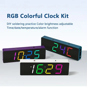Barvita RGB Digitalna Ura Z alarmom DIY Komplet za Mikrokrmilnik Spajkanje Izvajanje Praktičnega Usposabljanja Elektronskih premičnih Delov,