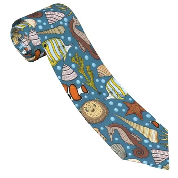 Barvita Zvezda Seahorse Conch Moških Kravatni Moda Poliester, 8 cm Širok Vratu Kravato za Moške Dnevno Nosijo Stranke