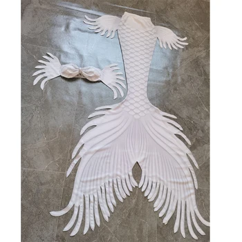 Bela Barva morska deklica Kože Rep Oblačila, Plavanje in Potapljanje Ribji Rep Obleko Fotografiranje spodnje Perilo Halloween Kostum Cosplay