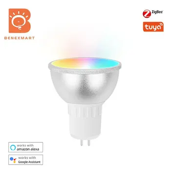 Benexmart TUYA Zigbee GU5.3 Smart LED Spotlighting RGBCW možnost zatemnitve Svetlobe Žarnice Alexa googlova Domača stran Dekorativne Svetilke 110V Svetilka 220V
