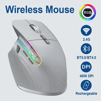 Brezžično Miško Bluetooth5.0+4.0+2.4 G Tri-mode Miško Izklop Miši Ergonomska Igralne Miške za Polnjenje 5 DPI Za Prenosni računalnik Prenosni RAČUNALNIK