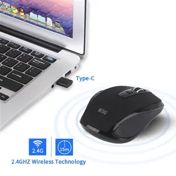 Brezžično Miško Za 2,4 G, USB Tip C 15M/ 49ft Optično Sledenje 6-Tipka 1200 1600DPI