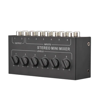 CX600 Mini Stereo 6 Channel Pasivne Mešalnik RCA Prenosni Zvočni Mešalnik 6 V 2 od Stereo Distributer za Nadzor Glasnosti
