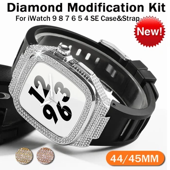 Diamond Primeru Spremembe polnilec za Apple Watch Band 9 8 7 45 mm iz Nerjavečega Jekla Pasu za Iwatch 6 SE 5 44 Gume Traku