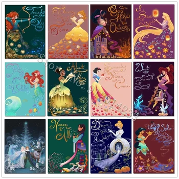 Disney Diamond Slikarstvo Risanka Aladdin Princesa Celoten Krog/Kvadrat Rhineston Navzkrižno Šiv Kompleti Za Vezenje Mozaik Doma Dekor
