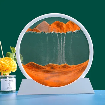 Doma Dekor 3D Gibljive Pesek v slikah Krog peščena ura 3D Pokrajino Gibanja Zaslon Teče Pesek Slikarstvo Darila Tabela Dekoracijo