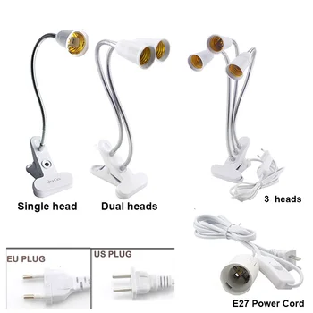 E27 Vtičnica Prilagodljivo LED Žarnice Svetilka Base En/Dual/3 Glave vpenjalno Držalo AC Napajalni Kabel Z On/Off Stikalo za Rastline Rastejo Svetlobe